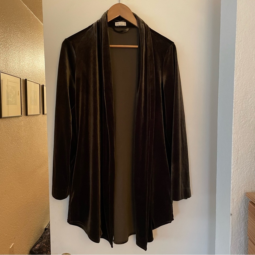 GENTLE FAWN | Velvet Open Front Cardigan Overcoat Robe